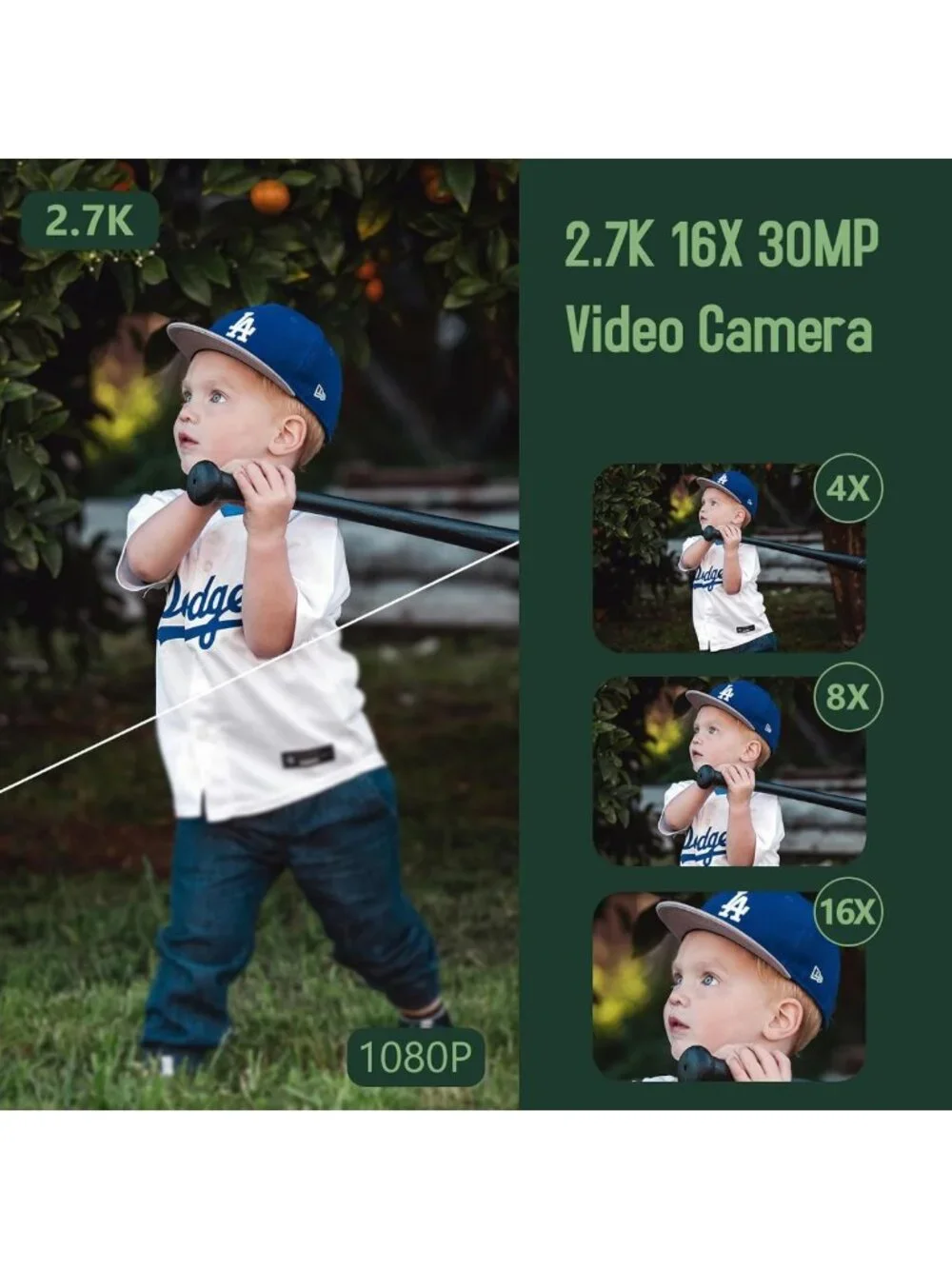 48MP 2.7K Camcorder with 16X Zoom, 3